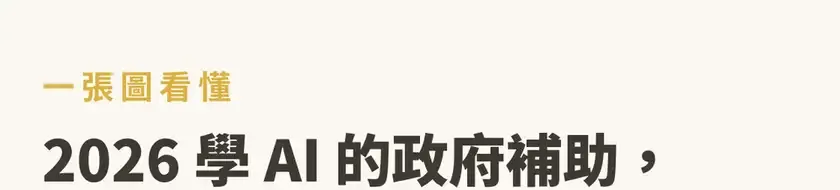 2026 學 AI 政府補助地圖:在職個人走勞動部產業人才投資方案,企業依就保人數選小型企業人力提升計畫或企業人力資源提升計畫,中小企業另可參加經濟部 AI 實作專班