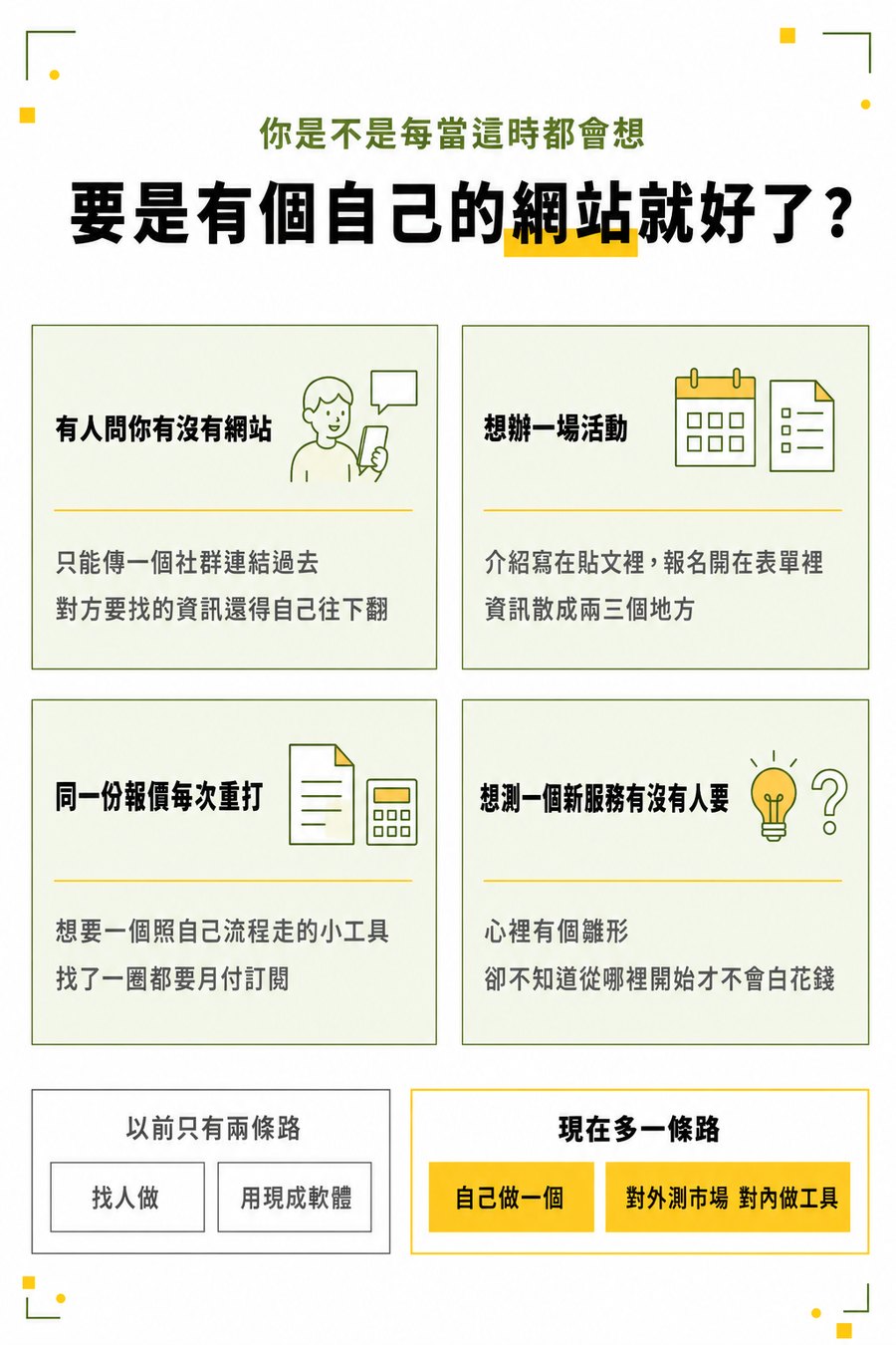 你是不是每當這時都會想 要是有個自己的網站就好了？