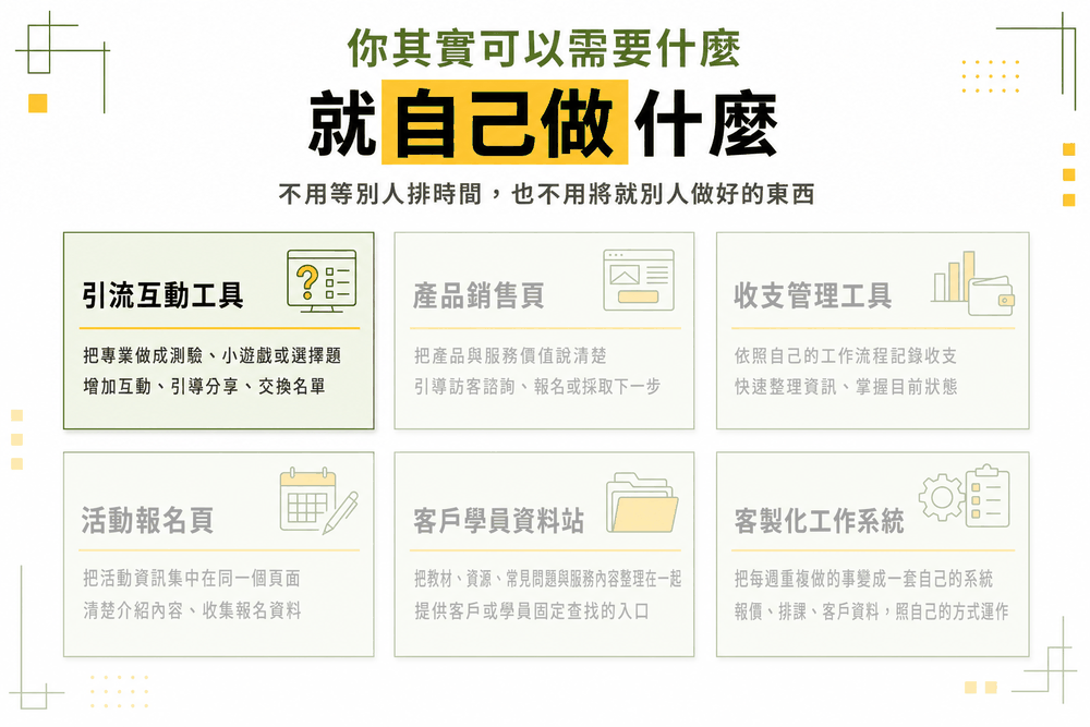 你其實可以需要什麼 就自己做什麼